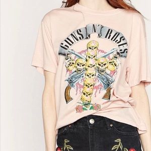 Daydreamer Guns and Roses Band Tee Light Pink- Size Small